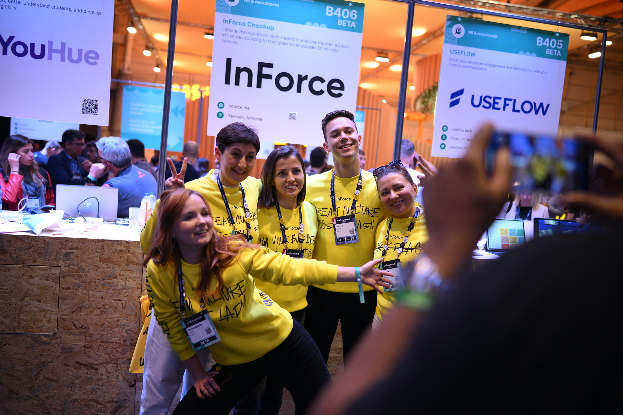 Attendees network during BETA Happy Hour on day one of Web Summit 2022 at the Altice Arena in Lisbon, Portugal.