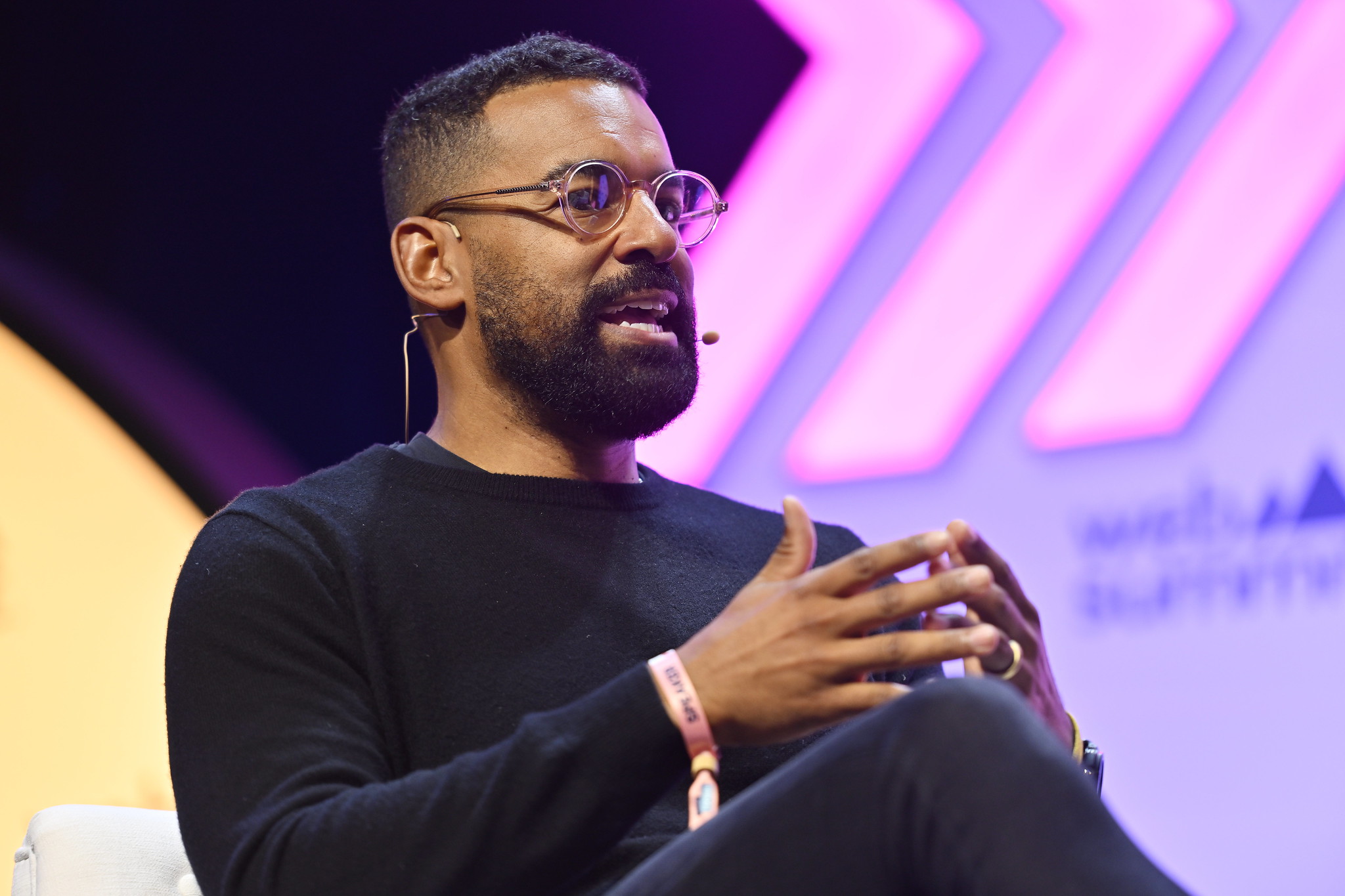 Drew Glover, General Partner, Fiat Ventures, on MoneyConf Stage during day one of Web Summit 2023 at the Altice Arena in Lisbon